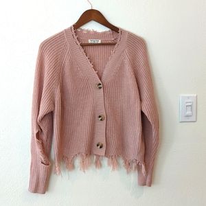 Distressed cardigan